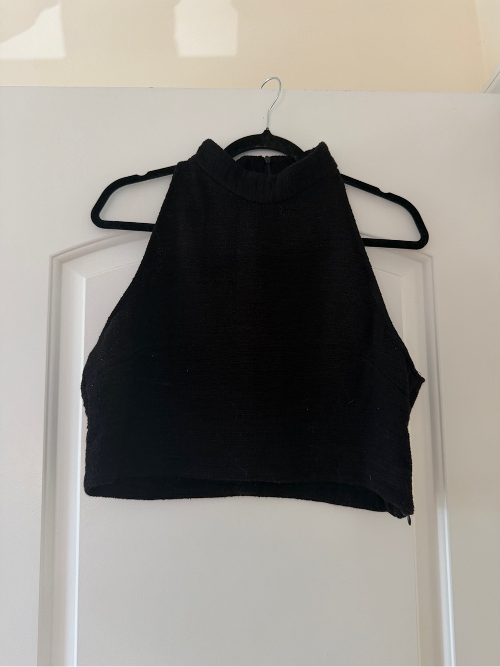 Zara Black Sleeveless High-Neck Crop Top
